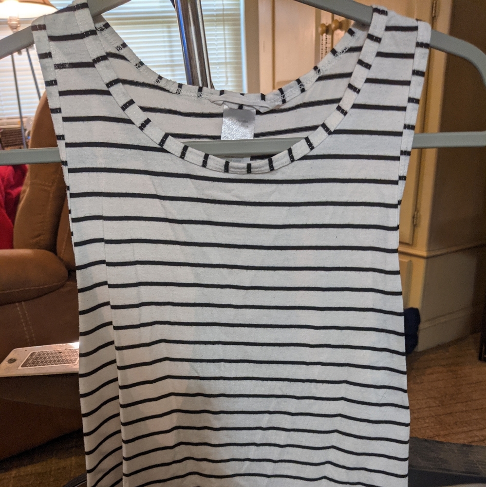 Jockey Black and White Striped Athletic Tank Top